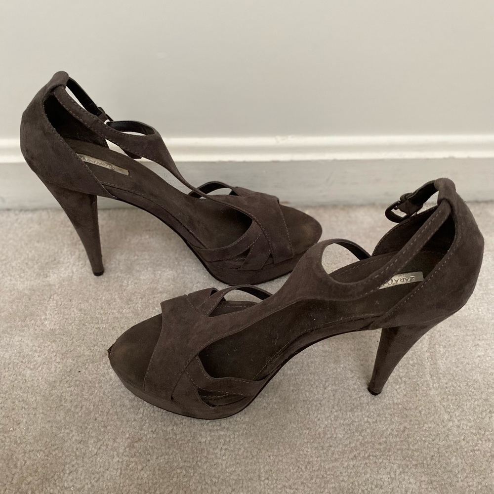 Zara grey suede heels